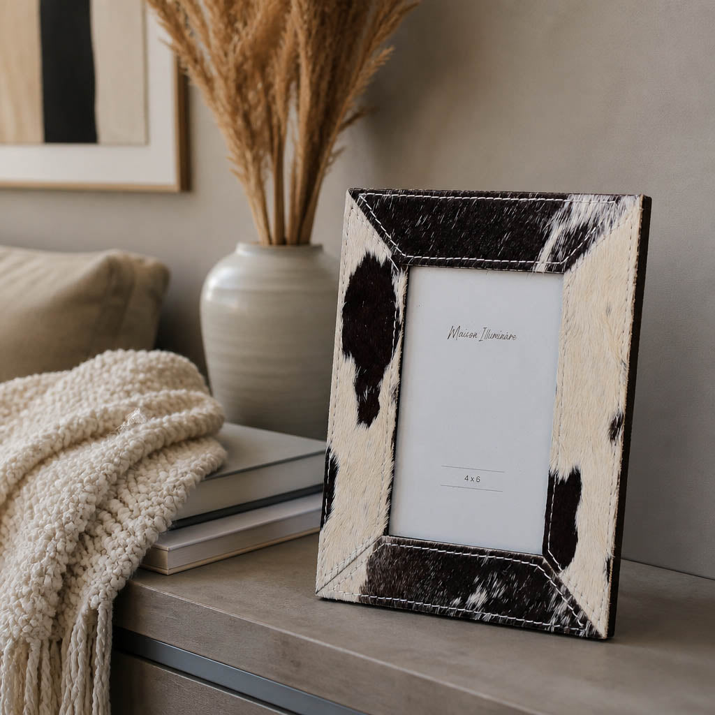 Fellows Black/White Hair on Hide Photo Frame