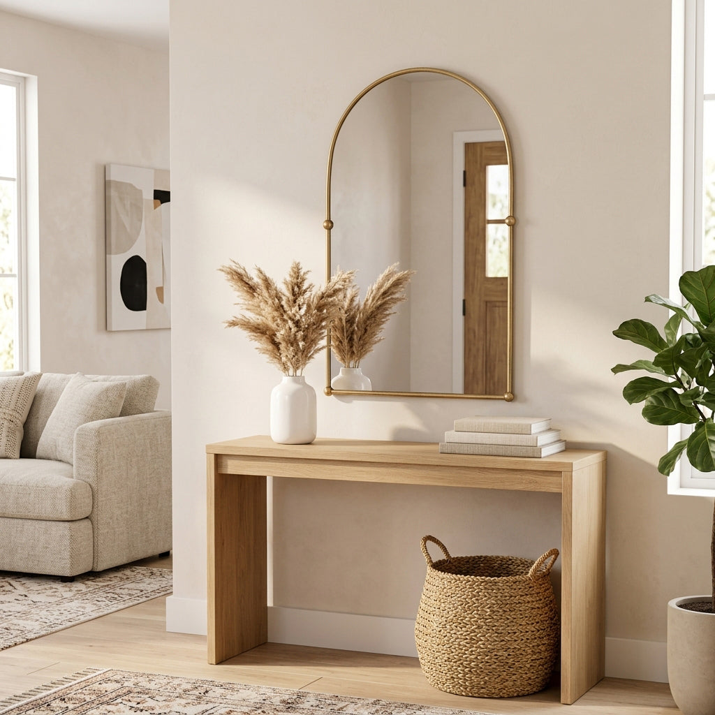 Elmco Gold Arch Mirror with 4 Knobs