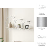 Grenada White/Silver Wood and Metal Wall Shelves (Set of 3)