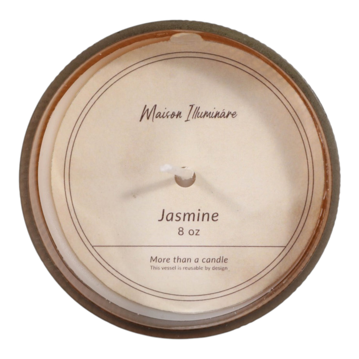 Pine Wood Amber/Gold Jasmine Etched Candle with Base