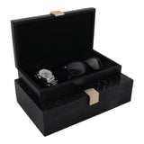 Volta Black/Gold Weave Design Boxes with Hardware (Set of 2)