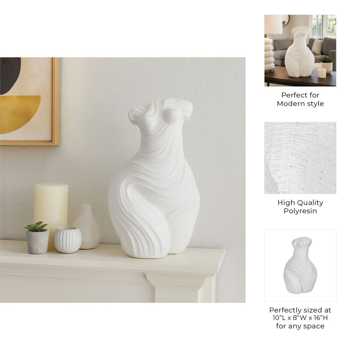 Riverkern White Large Curvy Ribbed Sculpture