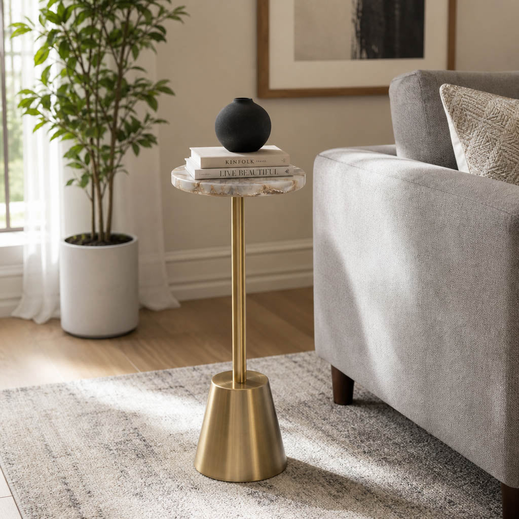 Firebaugh Gold Agate Top Polished Edge Accent Table - 18353EC