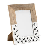 Mabie White/Brown Wood 5x7 Dog-Paws Photo Frame