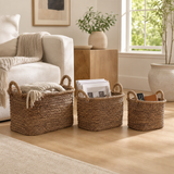 Edom Natural Water Hyacinth Chunky Baskets (Set of 3)