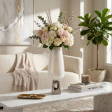 Perry Pearl/White Glass Vase with Metal Base