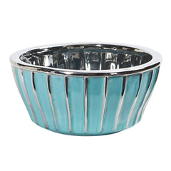7.25” Teal Vase with Silver Burnishing - Ornate Home
