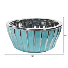 7.25” Teal Vase with Silver Burnishing - Ornate Home