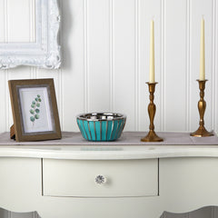 7.25” Teal Vase with Silver Burnishing - Ornate Home