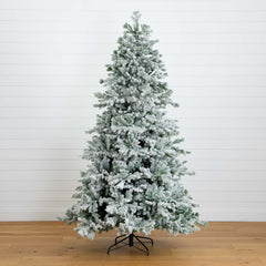 7.5’ Pre-Lit Artificial California Flocked Spruce Christmas Tree with 1000 Color Changing LED Lights - Ornate Home