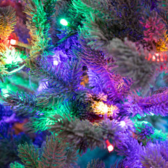 7.5’ Pre-Lit Artificial California Flocked Spruce Christmas Tree with 1000 Color Changing LED Lights - Ornate Home