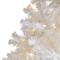 7.5' White Artificial Christmas Tree with 1380 Bendable Branches and 400 Clear LED Lights - Ornate Home