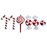 7” Assorted Candy Cane Holiday Christmas Deluxe Shatterproof Ornament Set of 6