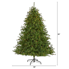 7’ Colorado Mountain Pine Artificial Christmas Tree with 450 Clear Lights, 1453 Bendable Branches and Pine Cones - Ornate Home