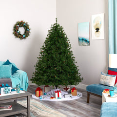 7’ Colorado Mountain Pine Artificial Christmas Tree with 450 Clear Lights, 1453 Bendable Branches and Pine Cones - Ornate Home