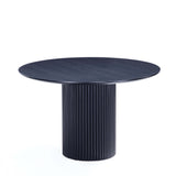 7-Piece Hathaway 59.05 Round Dining Set in Black with 6 Aspen Dining Chairs in Gold Dust - Ornate Home