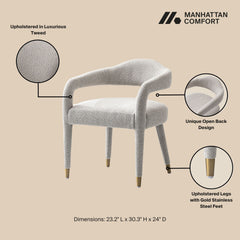 7-Piece Hathaway 59.05 Round Dining Set in Black with 6 Aspen Dining Chairs in Silver Lining - Ornate Home