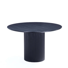 7-Piece Hathaway 59.05 Round Dining Set in Black with 6 Aspen Dining Chairs in Silver Lining - Ornate Home
