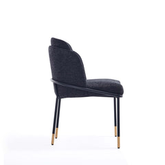 7-Piece Hathaway 59.05 Round Dining Set in Black with 6 Flor Dining Chairs in Black - Ornate Home