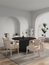 7-Piece Hathaway 59.05 Round Dining Set in Black with 6 Flor Dining Chairs in Grey - Ornate Home