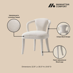 7-Piece Hathaway 59.05 Round Dining Set in Black with 6 Flor Dining Chairs in Ivory - Ornate Home