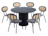 7-Piece Hathaway 59.05 Round Dining Set in Black with 6 Jardin Dining Chairs - Ornate Home