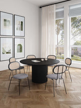 7-Piece Hathaway 59.05 Round Dining Set in Black with 6 Jardin Dining Chairs - Ornate Home
