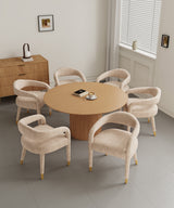 7-Piece Hathaway 59.05 Round Dining Set in Natural with 6 Aspen Dining Chairs in Gold Dust - Ornate Home