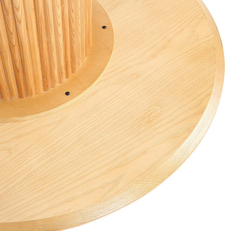 7-Piece Hathaway 59.05 Round Dining Set in Natural with 6 Flor Dining Chairs in Ivory - Ornate Home