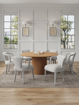 7-Piece Hathaway 59.05 Round Dining Set in Natural with 6 Flor Dining Chairs in Silver Lining - Ornate Home