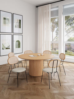 7-Piece Hathaway 59.05 Round Dining Set in Nature with 6 Jardin Dining Chairs - Ornate Home
