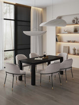 7-Piece Rockaway 70.86 Dining Set in Black with 6 Flor Dining Chairs in Wheat - Ornate Home