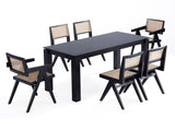 7-Piece Rockaway 70.86 Dining Set in Black with 6 Hamlet Side and Arm Chairs - Ornate Home