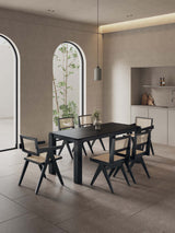 7-Piece Rockaway 70.86 Dining Set in Black with 6 Hamlet Side and Arm Chairs - Ornate Home