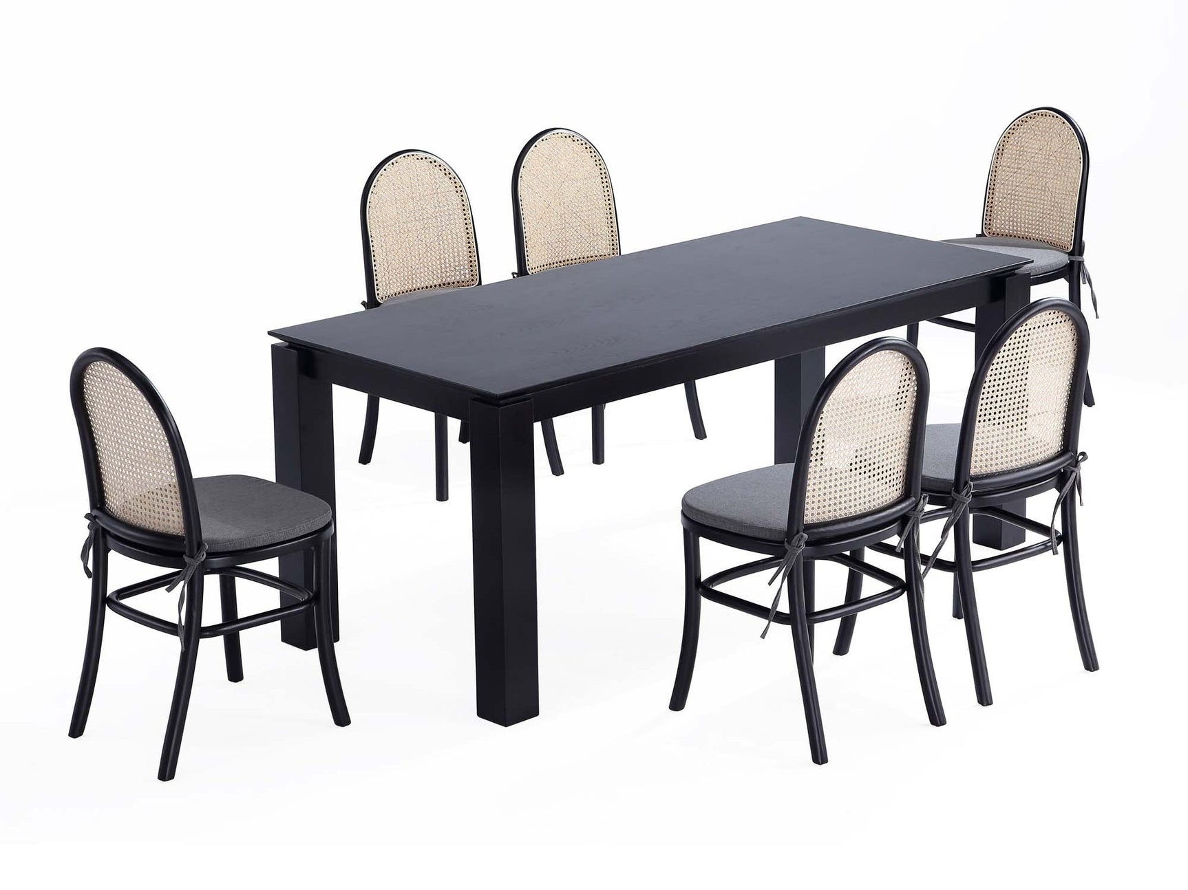 7-Piece Rockaway 70.86 Dining Set in Black with 6 Paragon 1.0 Dining Chairs - Ornate Home