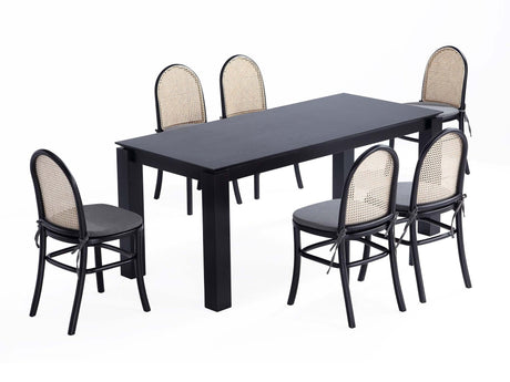 7-Piece Rockaway 70.86 Dining Set in Black with 6 Paragon 1.0 Dining Chairs - Ornate Home