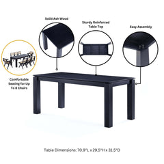 7-Piece Rockaway 70.86 Dining Set in Black with 6 Paragon 1.0 Dining Chairs - Ornate Home