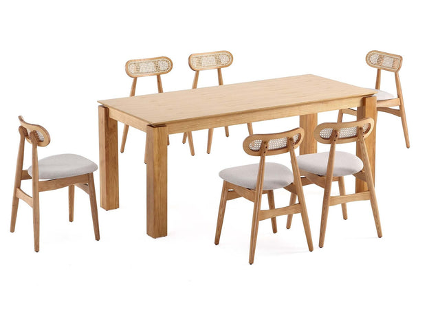 7-Piece Rockaway 70.86 Dining Set in Nature with 6 Colbert Dining Chairs - Ornate Home