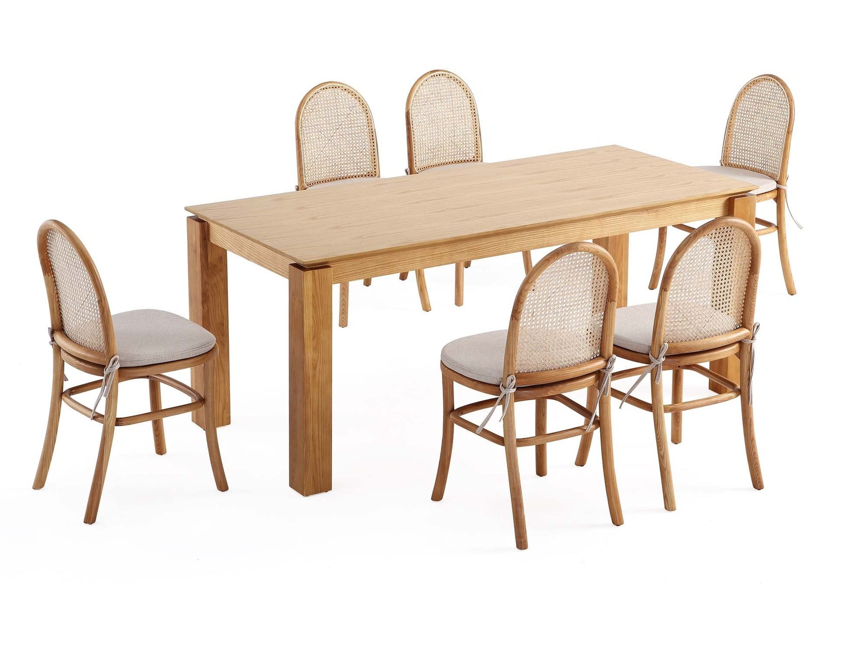 7-Piece Rockaway 70.86 Dining Set in Nature with 6 Paragon 1.0 Dining Chairs - Ornate Home