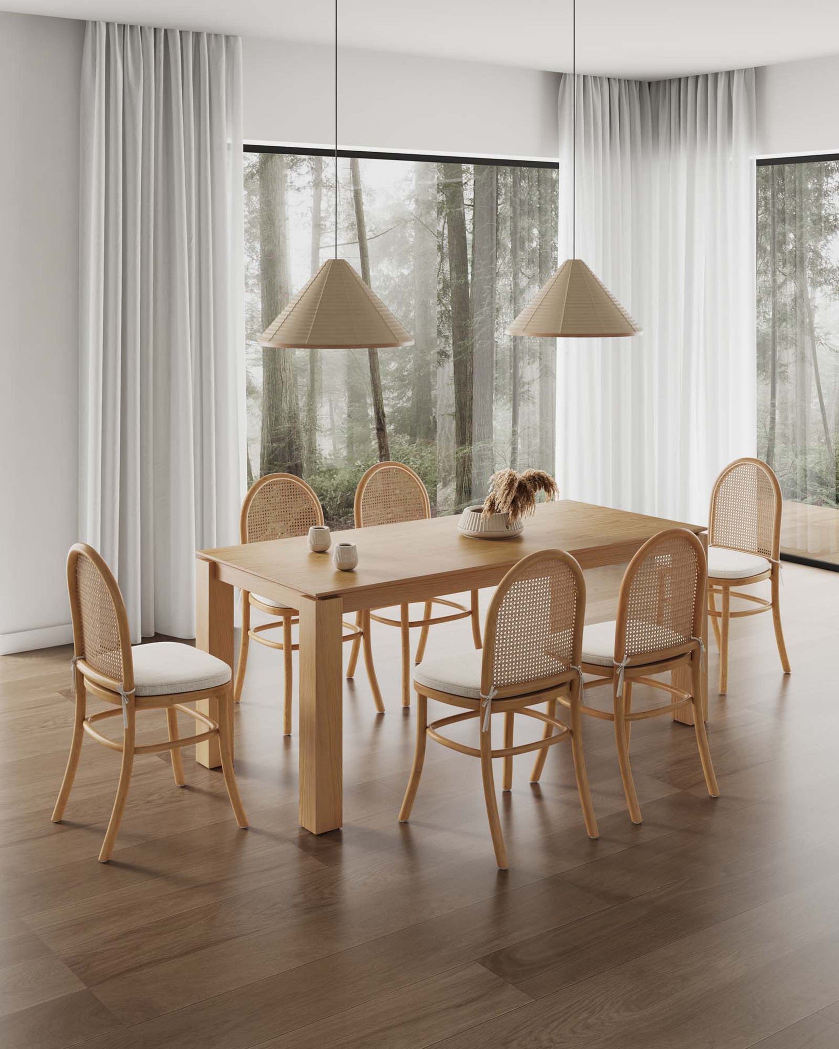 7-Piece Rockaway 70.86 Dining Set in Nature with 6 Paragon 1.0 Dining Chairs - Ornate Home