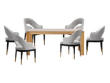 7-Piece Rockaway 70.86 Dining Set with 6 Carrington Chairs in Natural and Light Grey - Ornate Home