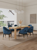 7-Piece Rockaway 70.86 Dining Set with 6 Carrington Chairs in Natural and Midnight Blue - Ornate Home