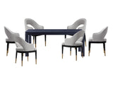 7-PieceRockaway 70.86 Dining Set with 6 Carrington Chairs in Black and Light Grey - Ornate Home