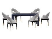 7-PieceRockaway 70.86 Dining Set with 6 Carrington Chairs in Black and Light Grey - Ornate Home