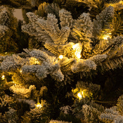7' Pre-Lit Artificial Fraser Fir Flocked Christmas Tree with Instant Connect Technology and 400 Warm White LED Lights - Ornate Home