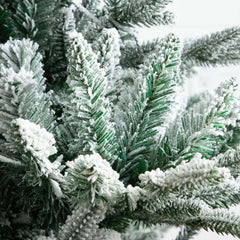 7' Pre-Lit Artificial Fraser Fir Flocked Christmas Tree with Instant Connect Technology and 400 Warm White LED Lights - Ornate Home