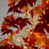 7' Pre-Lit Autumn Weeping Maple Artificial Fall Tree with 450 Warm White LED Lights