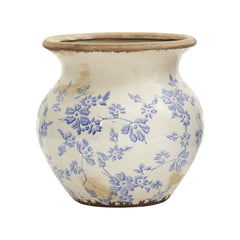 7” Tuscan Ceramic Blue Scroll Urn Vase - Ornate Home