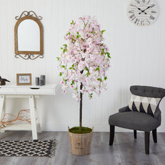 70” Cherry Blossom Artificial Tree in Farmhouse Planter - Ornate Home