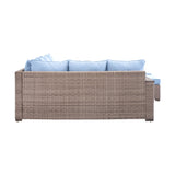 Marina Blue/Brown Outdoor Sectional Set